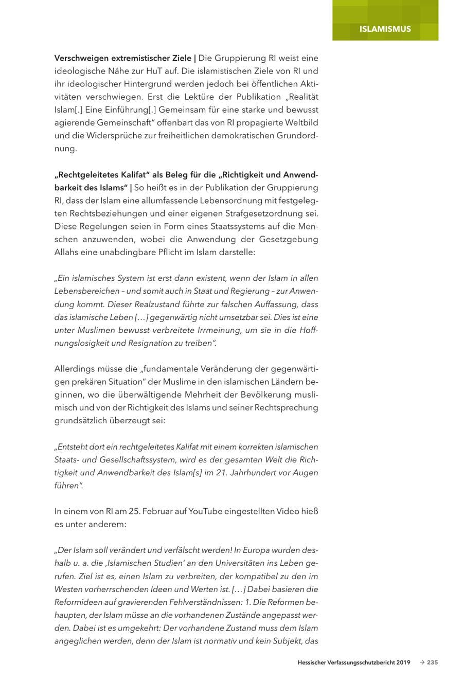 Seite 237 des Verfassungsschutzbericht 2019 Hessen