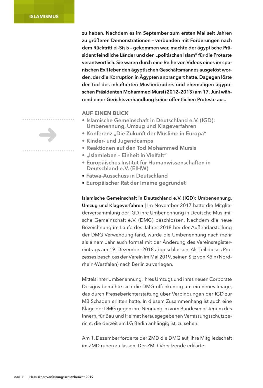 Seite 240 des Verfassungsschutzbericht 2019 Hessen
