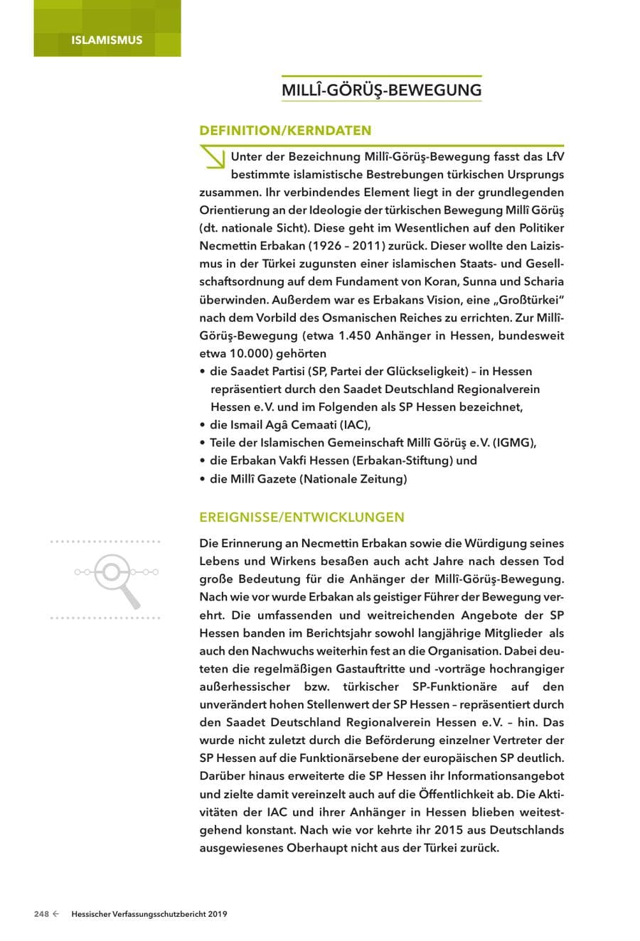 Seite 250 des Verfassungsschutzbericht 2019 Hessen