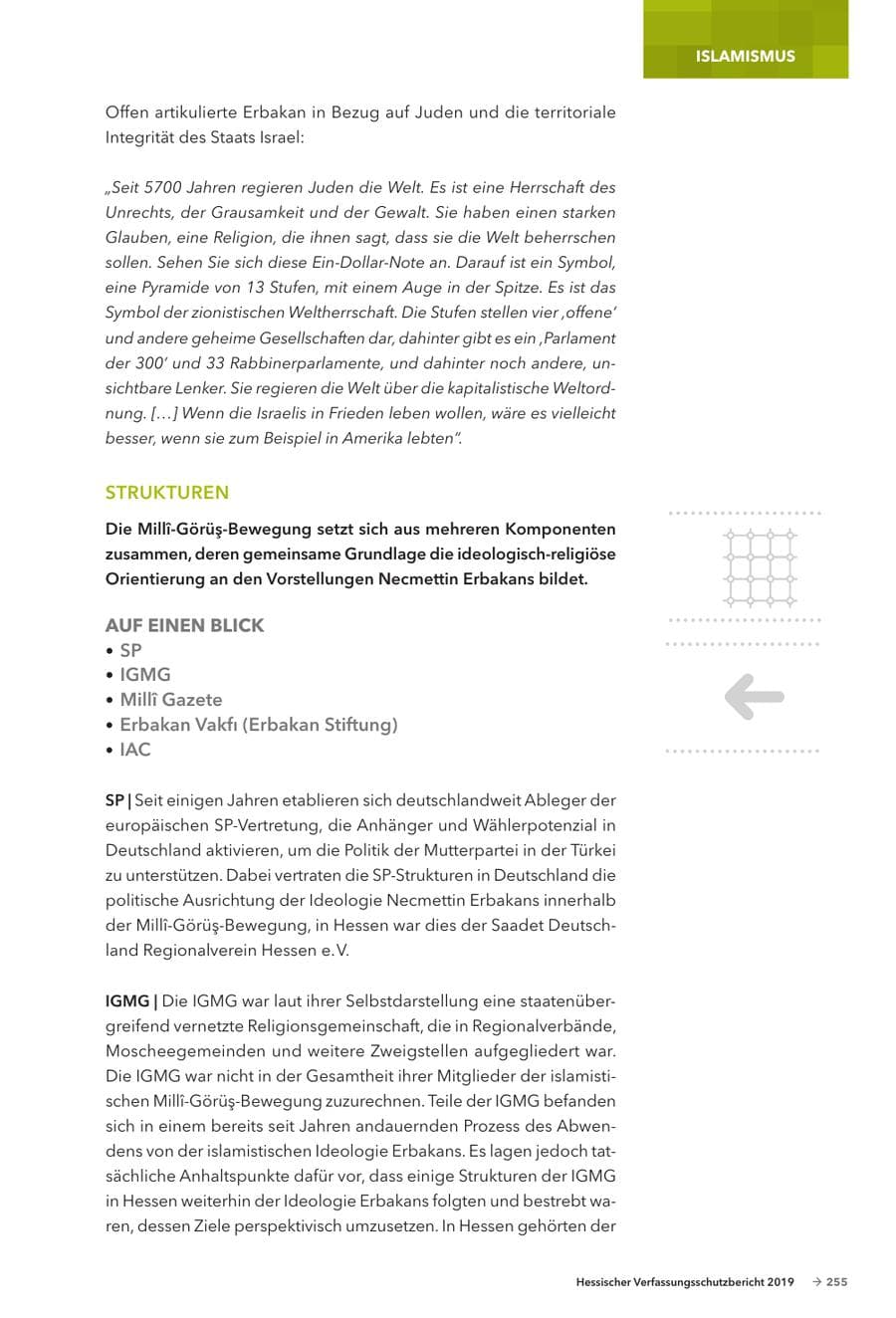 Seite 257 des Verfassungsschutzbericht 2019 Hessen