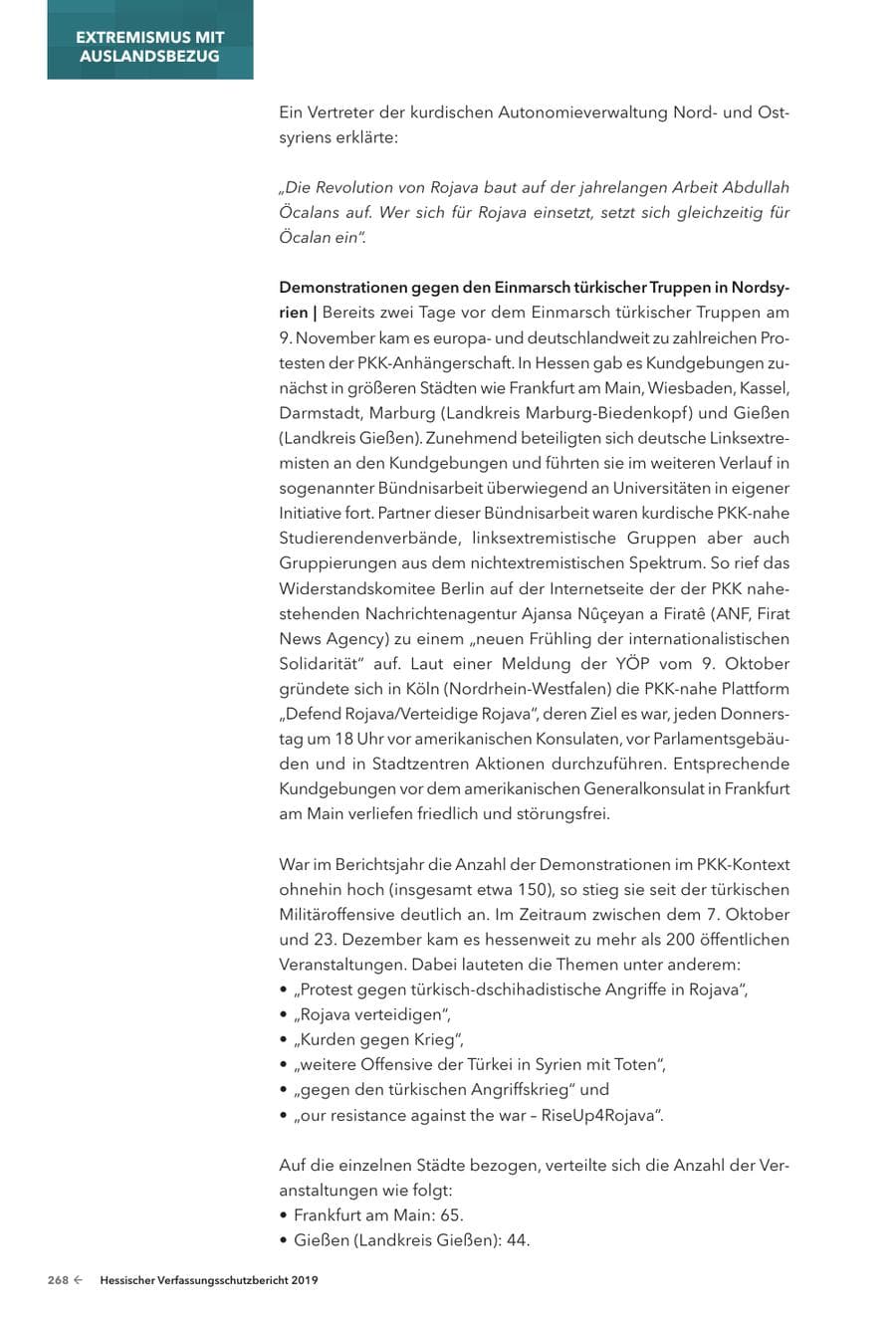 Seite 270 des Verfassungsschutzbericht 2019 Hessen
