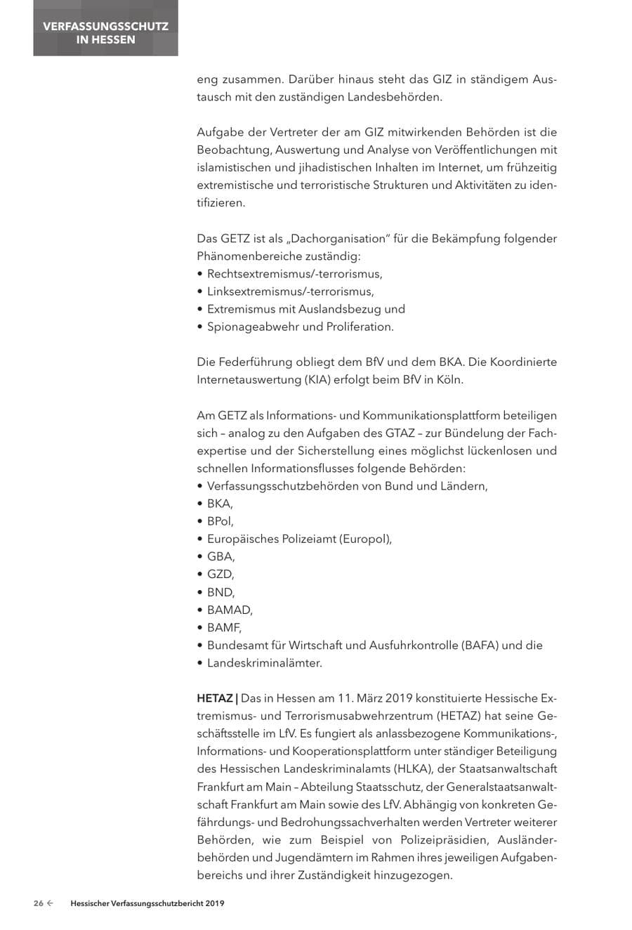 Seite 28 des Verfassungsschutzbericht 2019 Hessen
