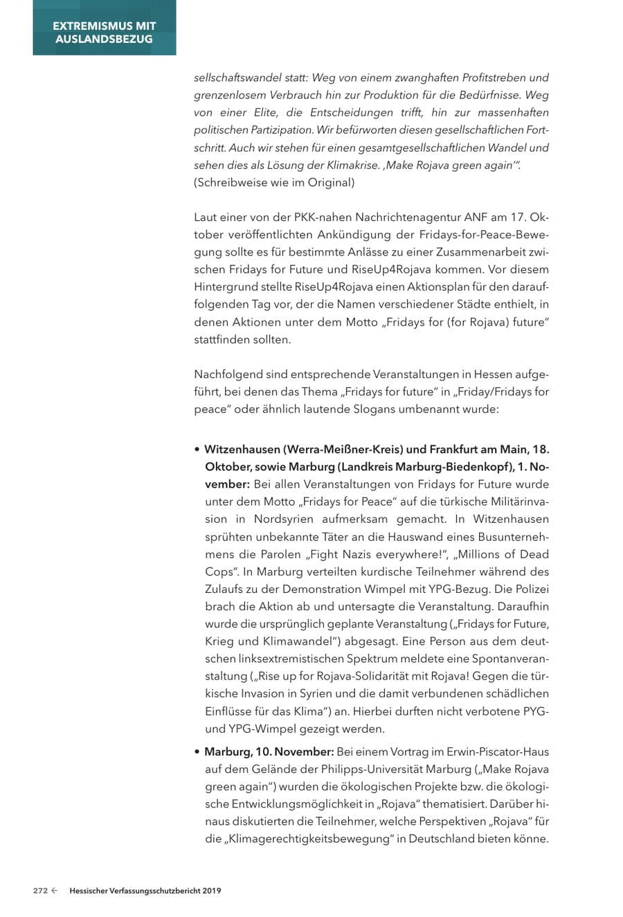Seite 274 des Verfassungsschutzbericht 2019 Hessen