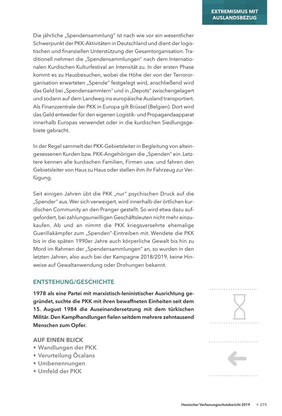 Seite 277 des Verfassungsschutzbericht 2019 Hessen
