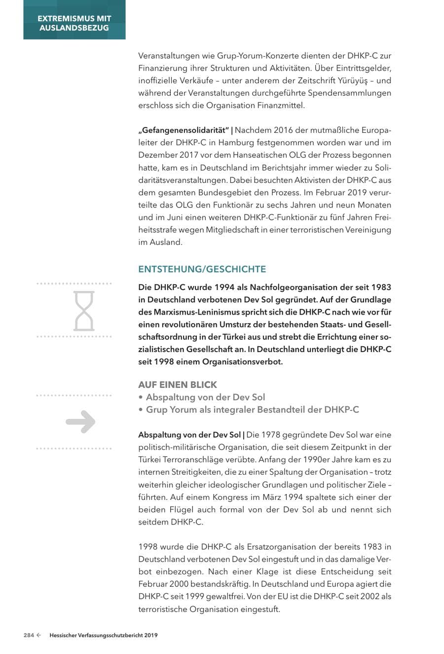 Seite 286 des Verfassungsschutzbericht 2019 Hessen