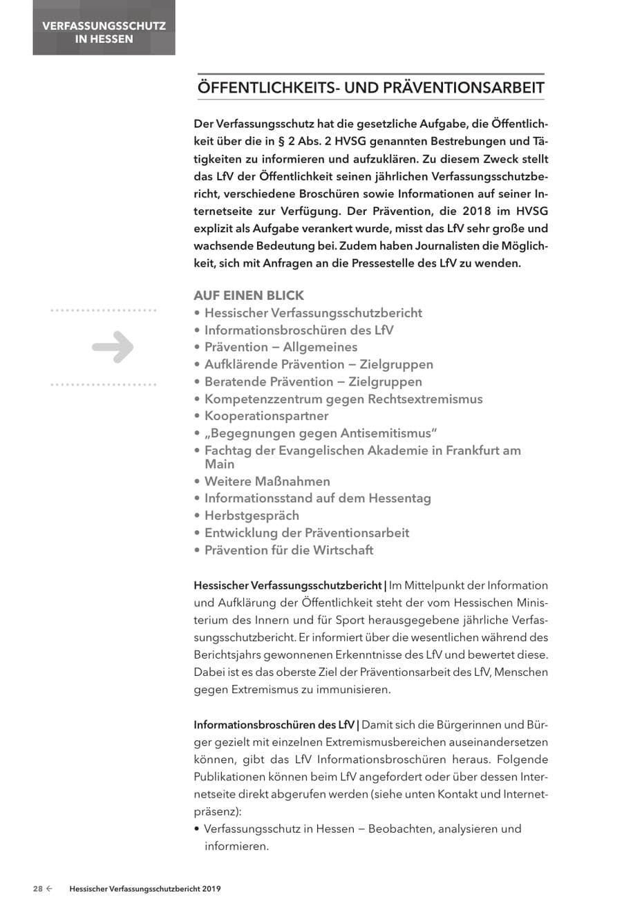 Seite 30 des Verfassungsschutzbericht 2019 Hessen