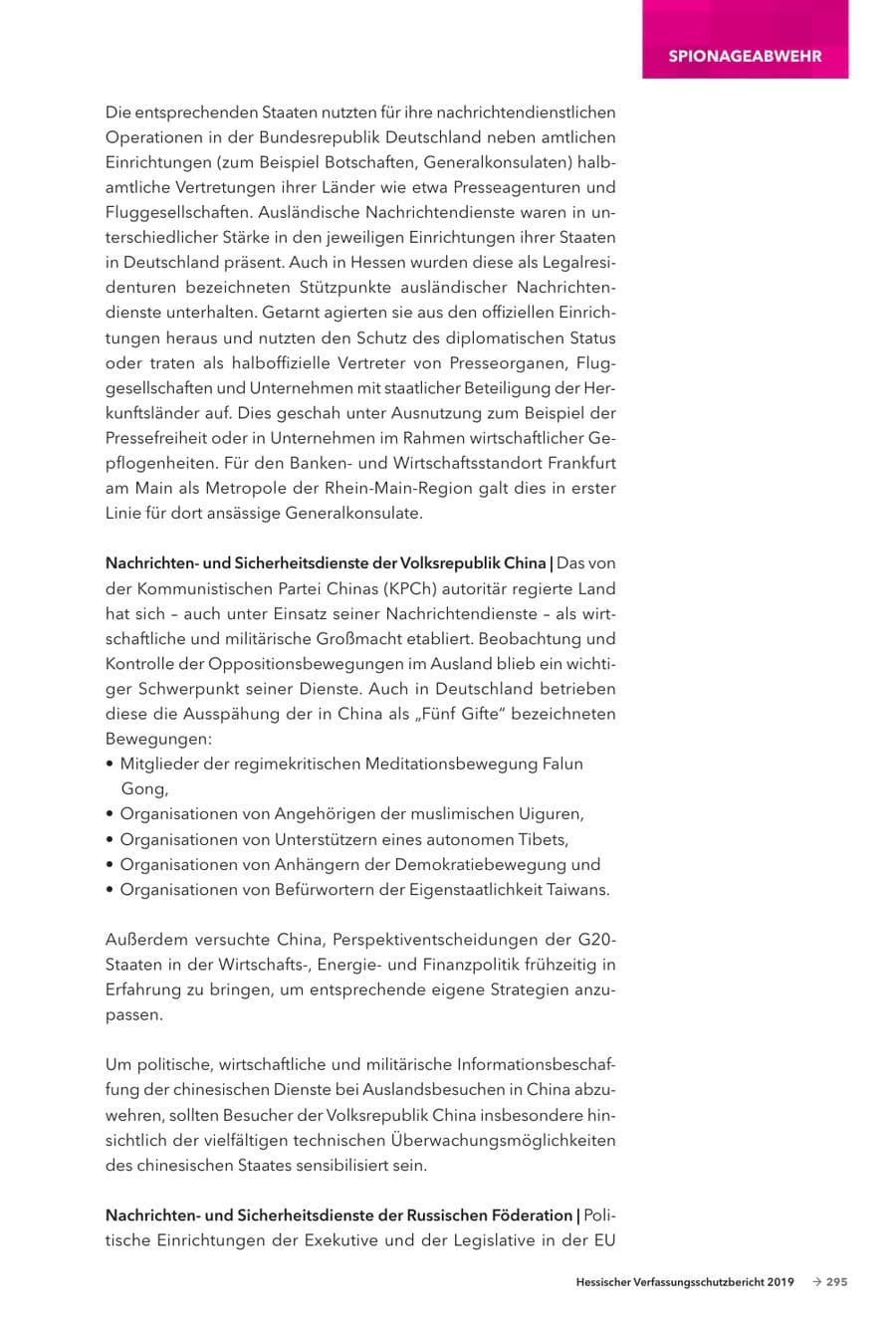 Seite 297 des Verfassungsschutzbericht 2019 Hessen