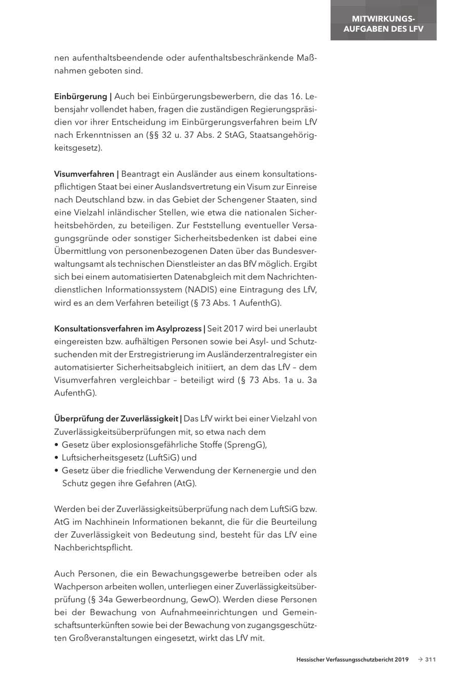 Seite 313 des Verfassungsschutzbericht 2019 Hessen