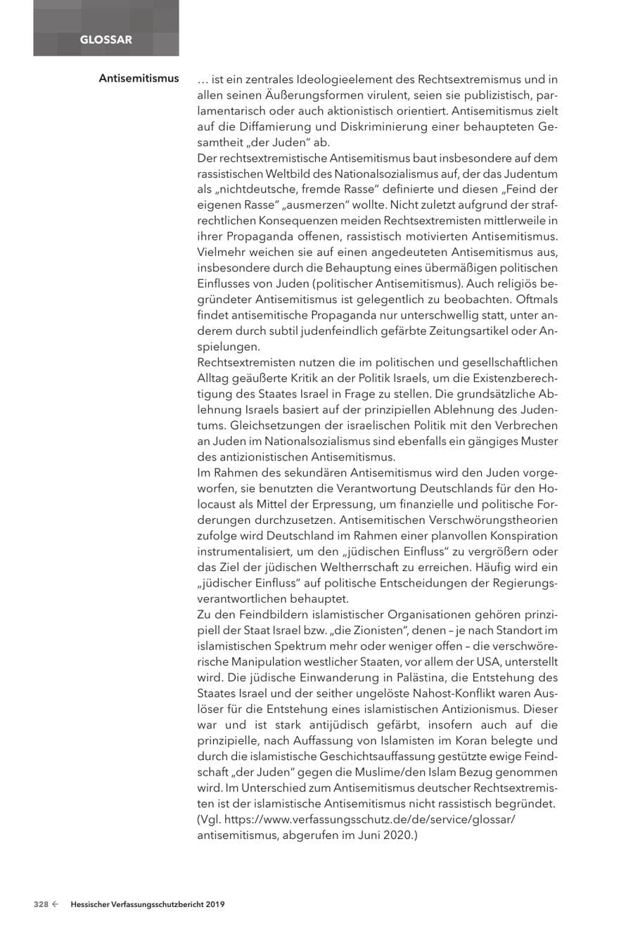 Seite 330 des Verfassungsschutzbericht 2019 Hessen