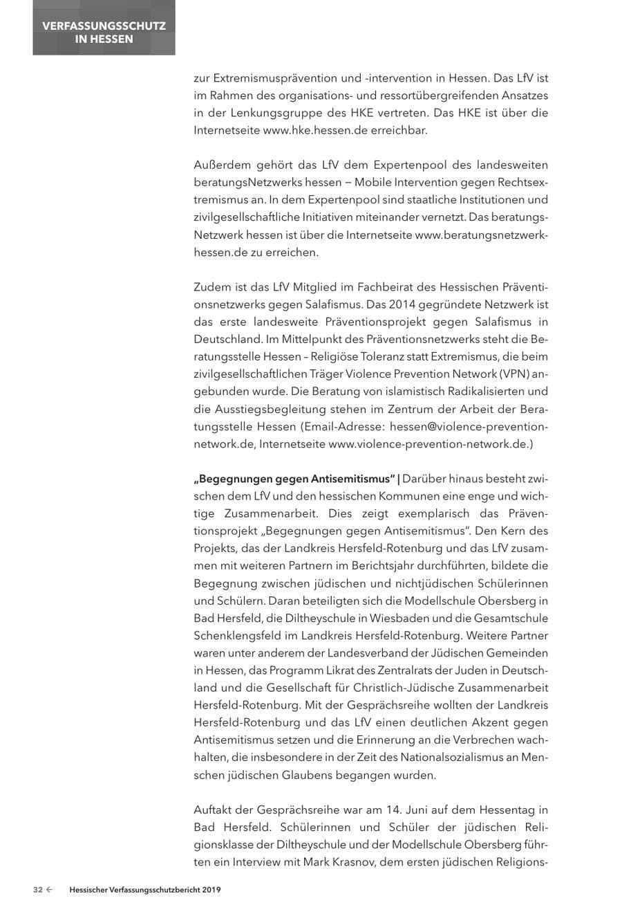 Seite 34 des Verfassungsschutzbericht 2019 Hessen