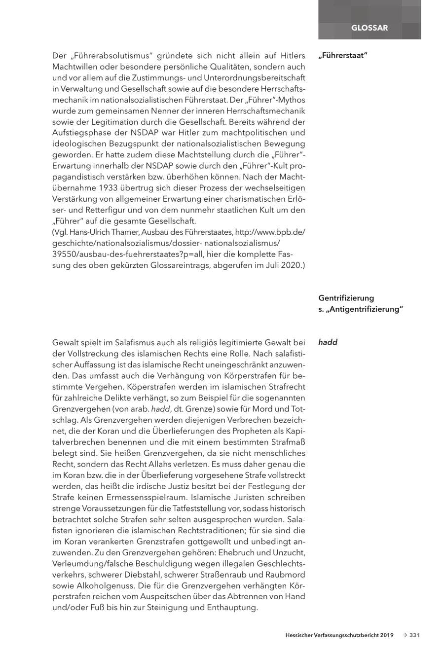 Seite 333 des Verfassungsschutzbericht 2019 Hessen