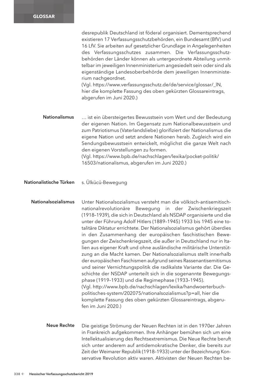 Seite 340 des Verfassungsschutzbericht 2019 Hessen