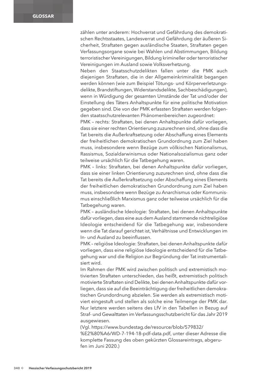 Seite 342 des Verfassungsschutzbericht 2019 Hessen