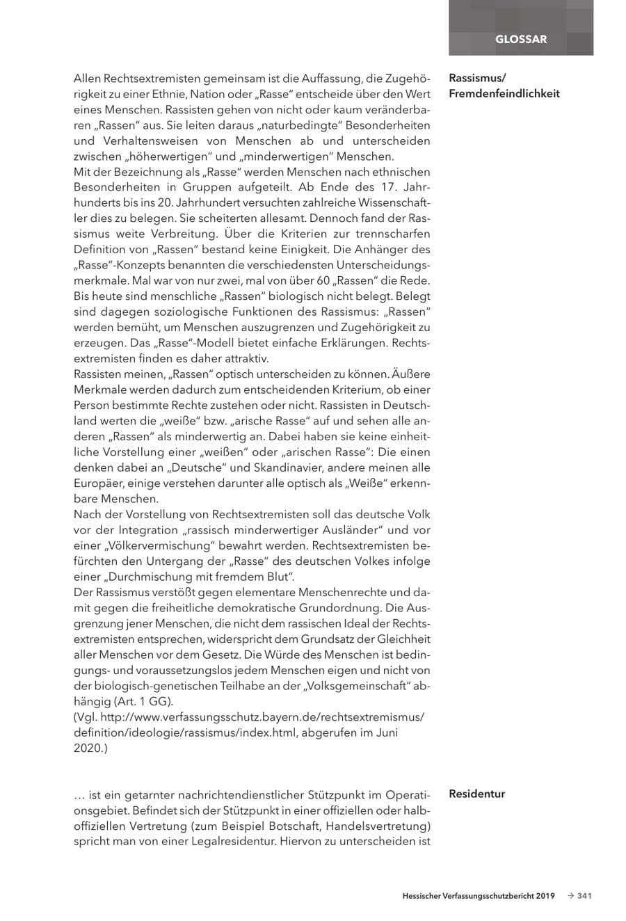 Seite 343 des Verfassungsschutzbericht 2019 Hessen