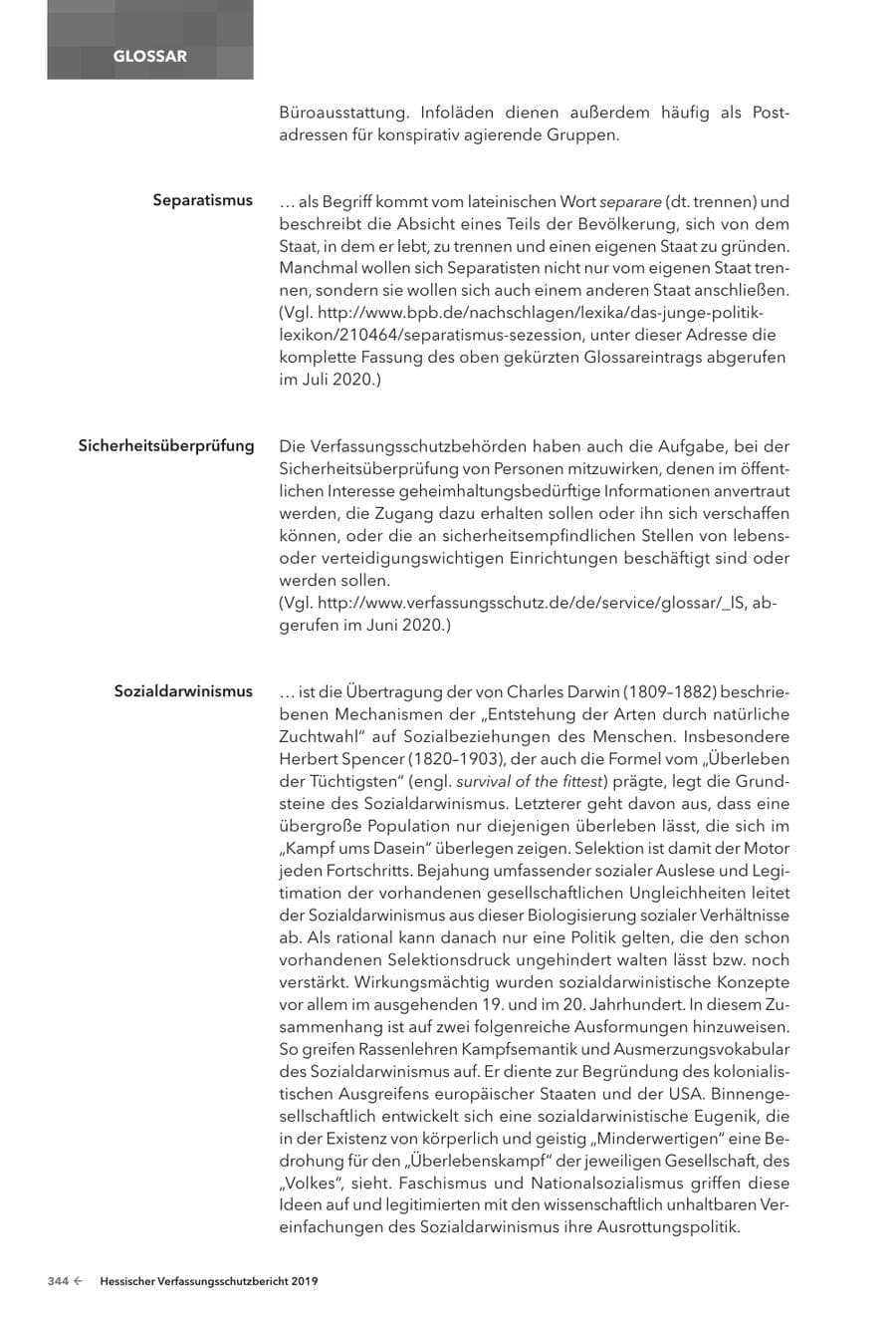 Seite 346 des Verfassungsschutzbericht 2019 Hessen