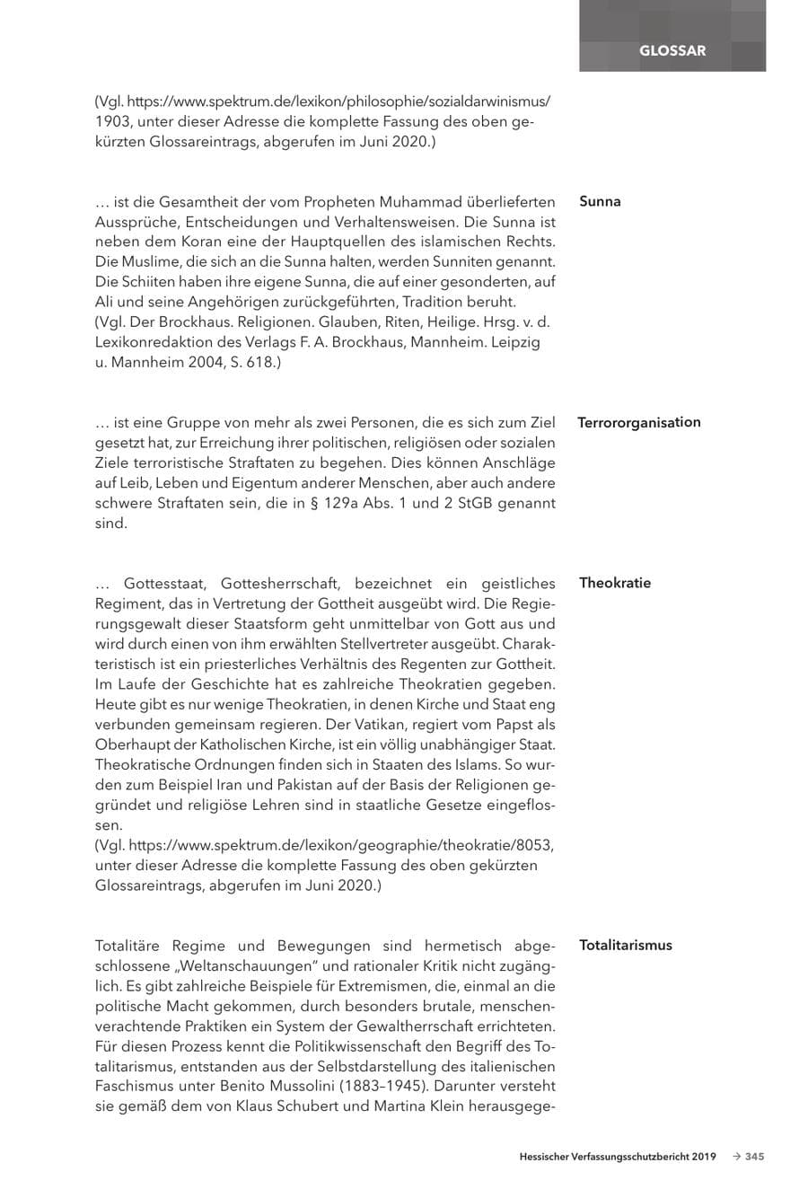 Seite 347 des Verfassungsschutzbericht 2019 Hessen