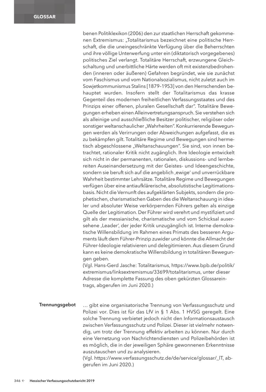 Seite 348 des Verfassungsschutzbericht 2019 Hessen