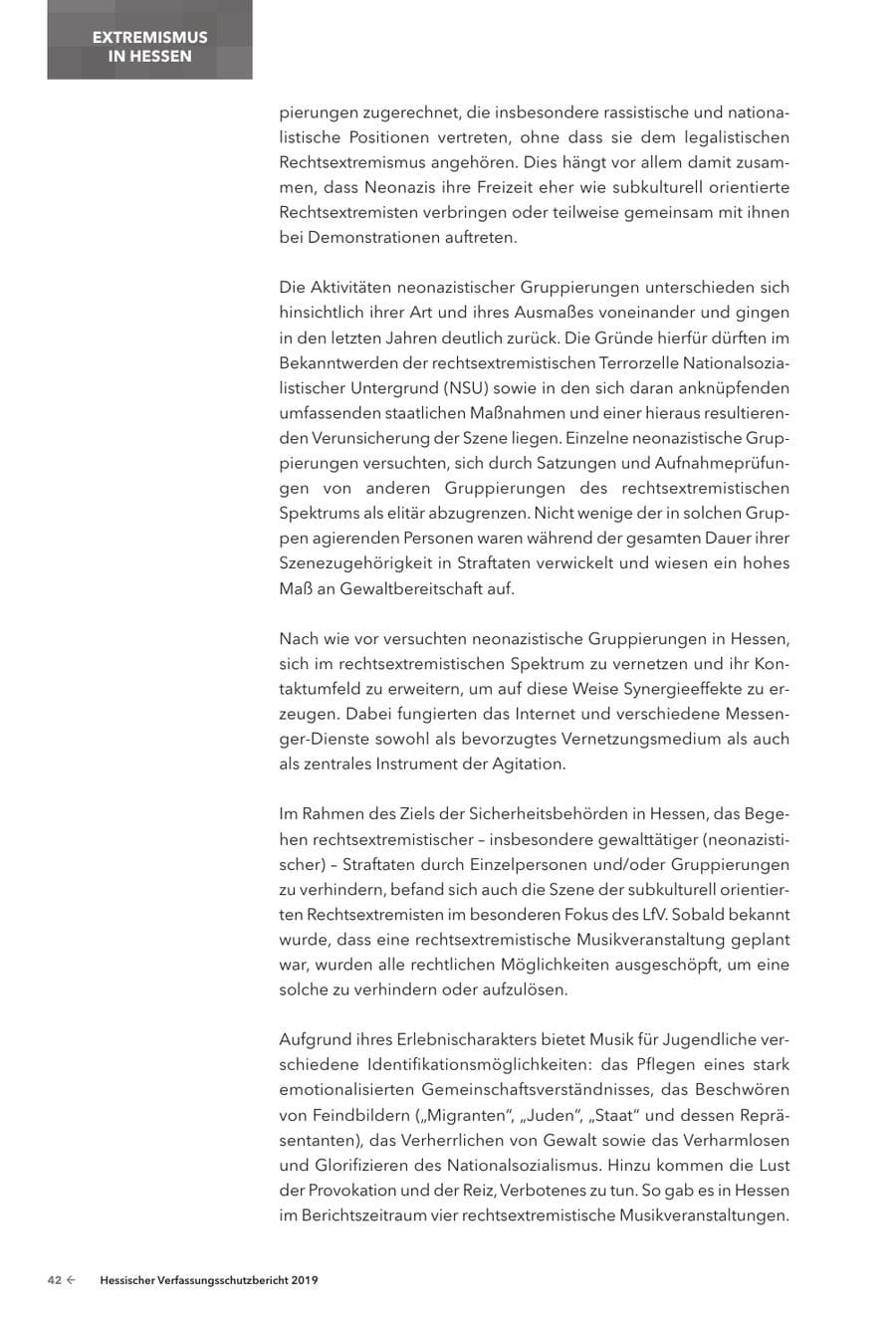 Seite 44 des Verfassungsschutzbericht 2019 Hessen