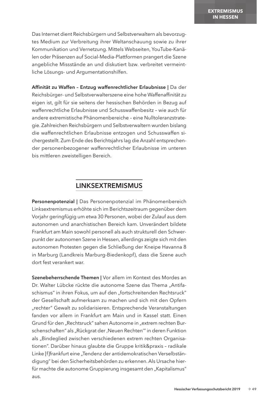 Seite 51 des Verfassungsschutzbericht 2019 Hessen