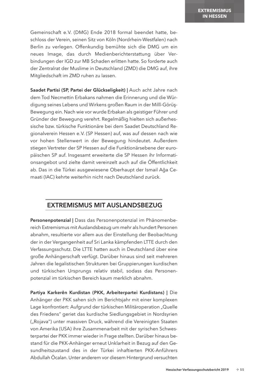 Seite 57 des Verfassungsschutzbericht 2019 Hessen
