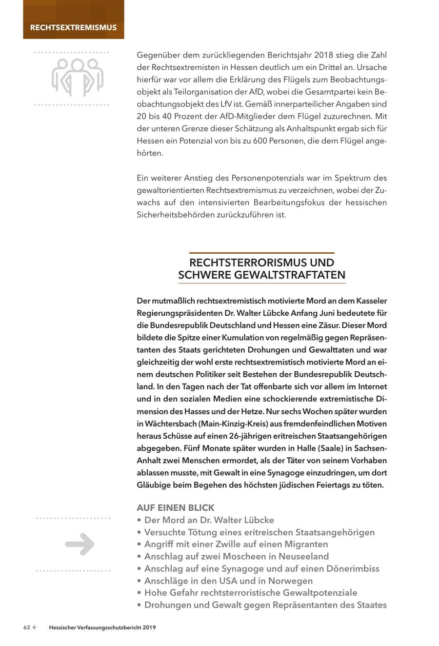 Seite 64 des Verfassungsschutzbericht 2019 Hessen