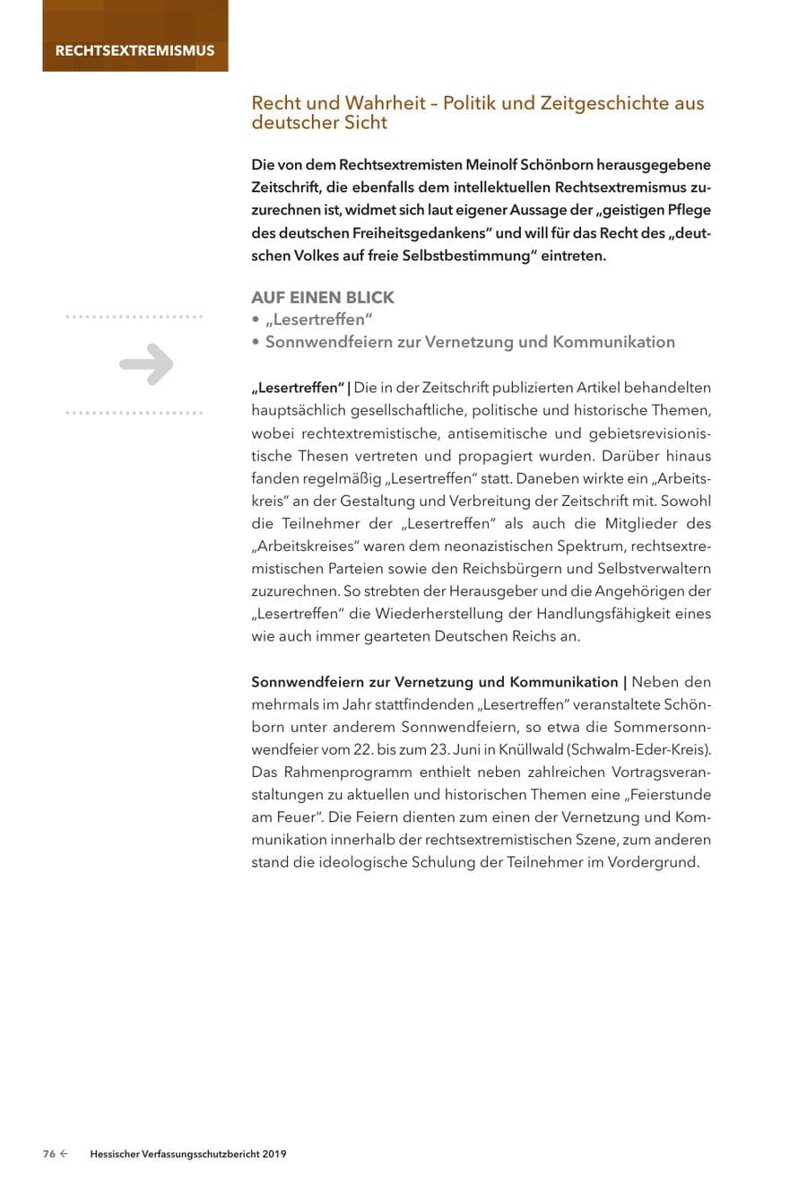 Seite 78 des Verfassungsschutzbericht 2019 Hessen