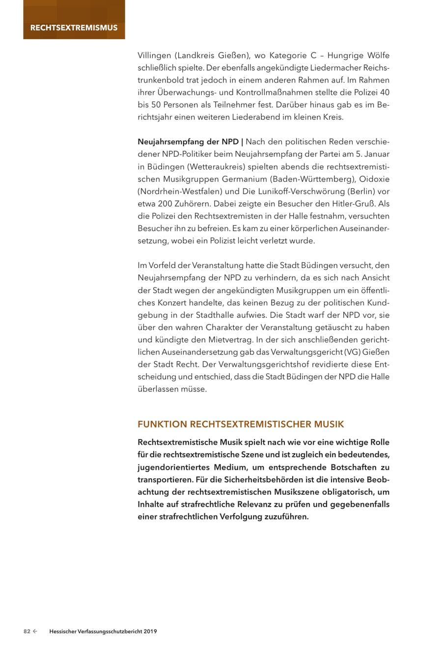 Seite 84 des Verfassungsschutzbericht 2019 Hessen