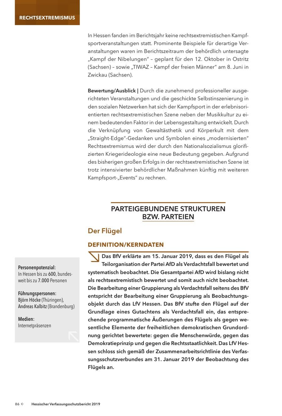 Seite 88 des Verfassungsschutzbericht 2019 Hessen
