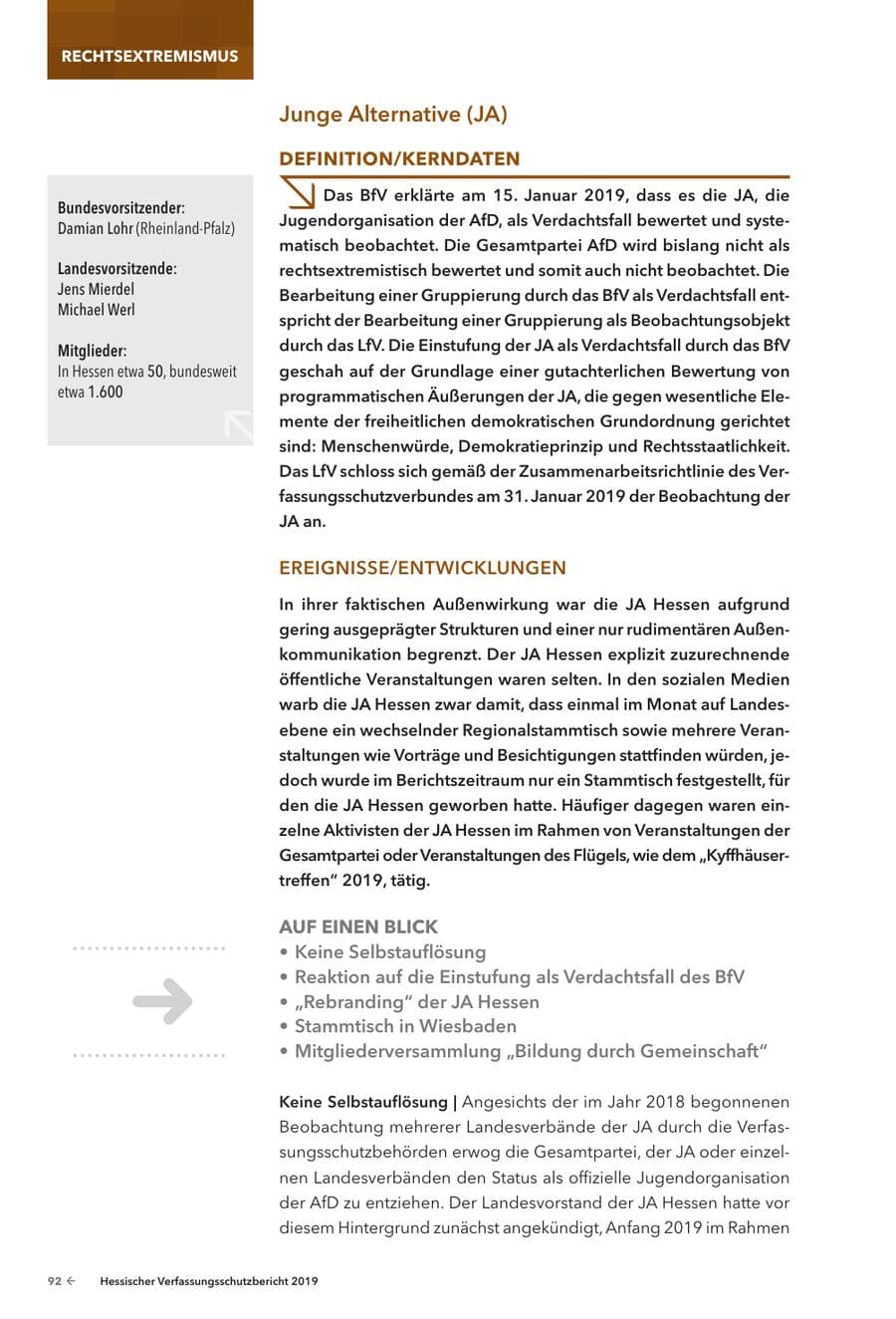 Seite 94 des Verfassungsschutzbericht 2019 Hessen