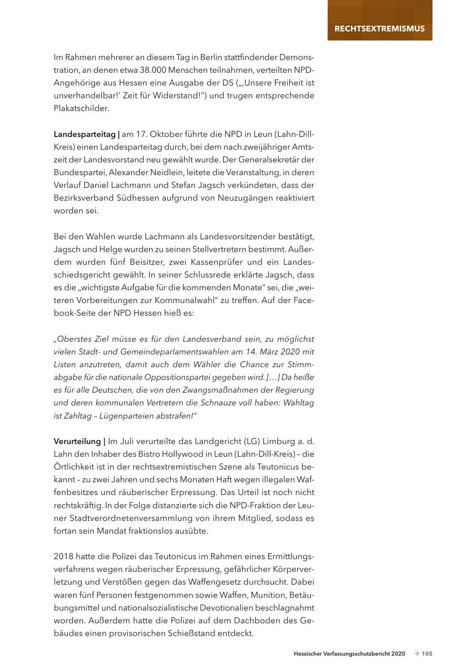 Seite 107 des Verfassungsschutzbericht 2020 Hessen