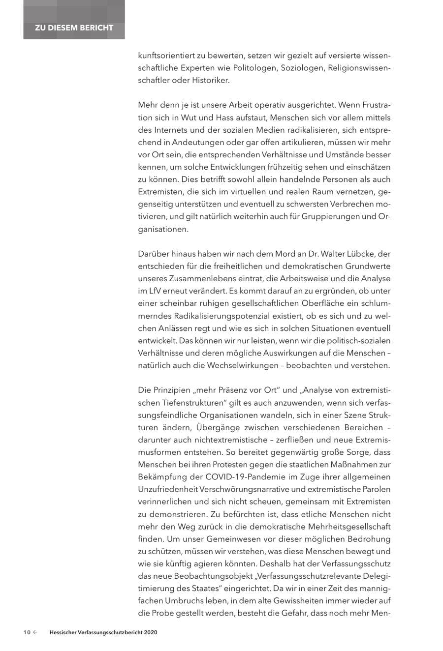 Seite 12 des Verfassungsschutzbericht 2020 Hessen