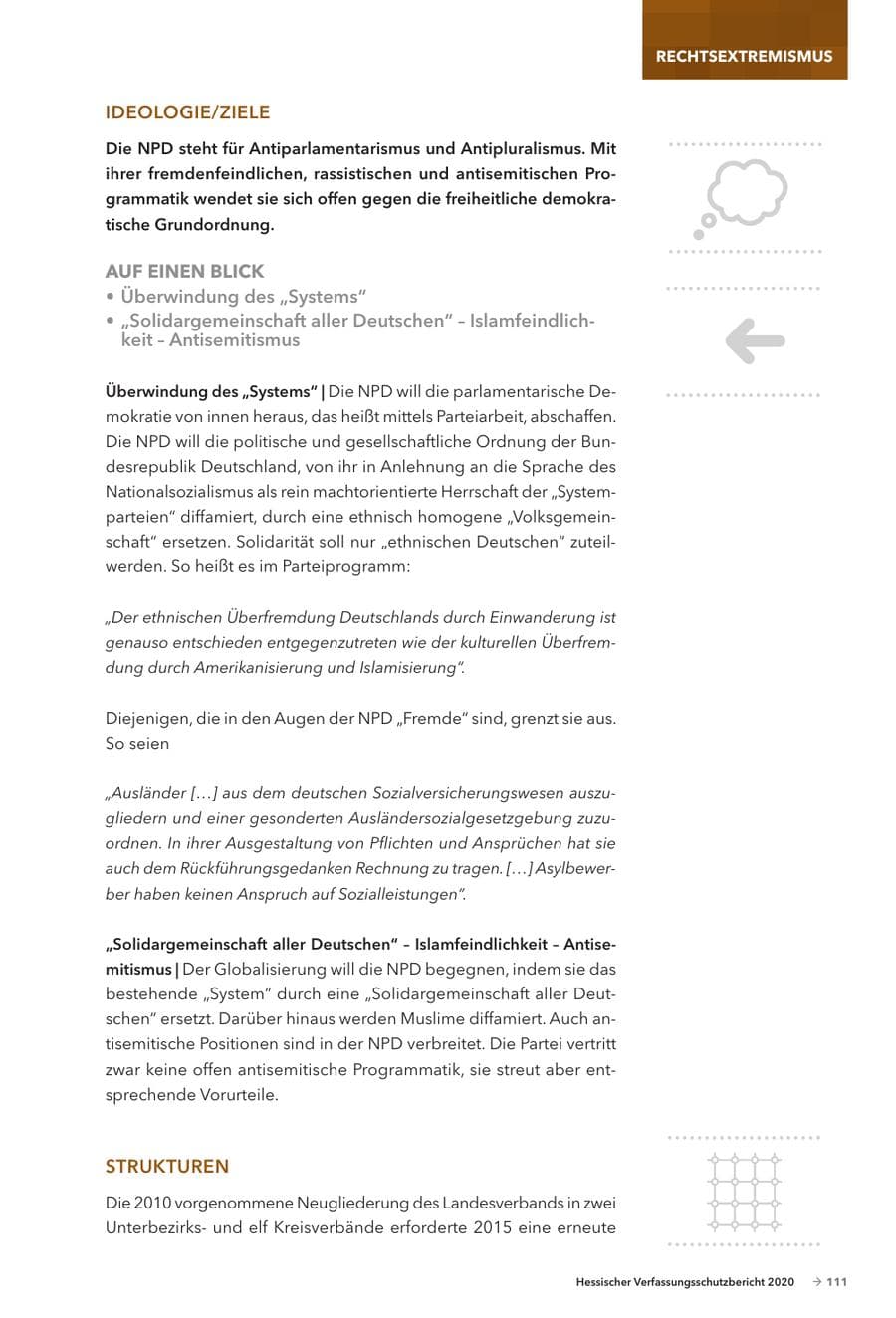Seite 113 des Verfassungsschutzbericht 2020 Hessen