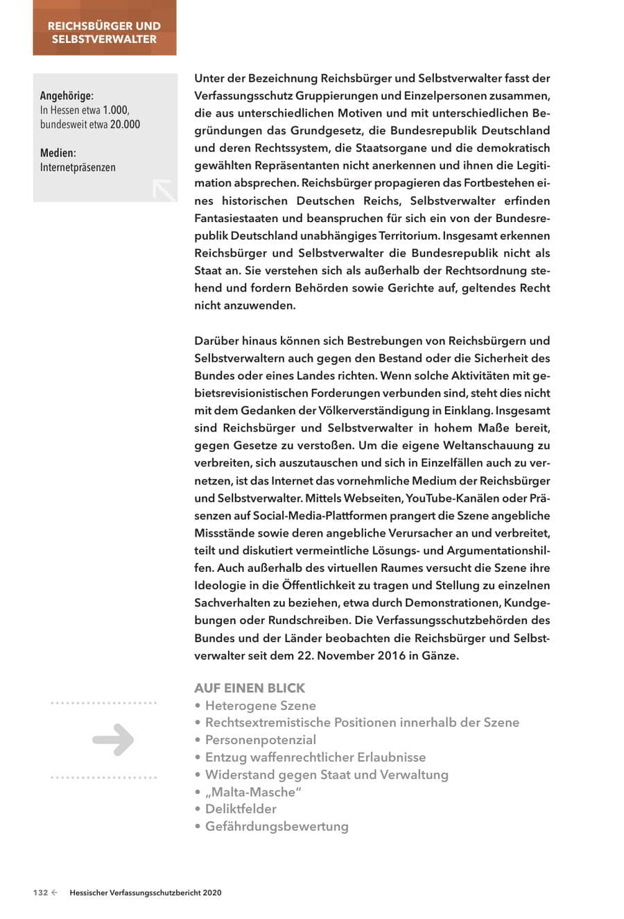 Seite 134 des Verfassungsschutzbericht 2020 Hessen