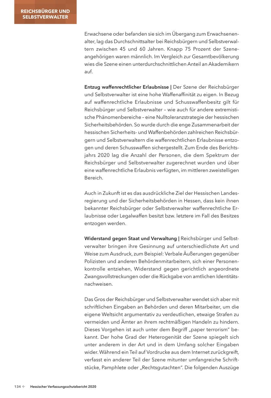 Seite 136 des Verfassungsschutzbericht 2020 Hessen