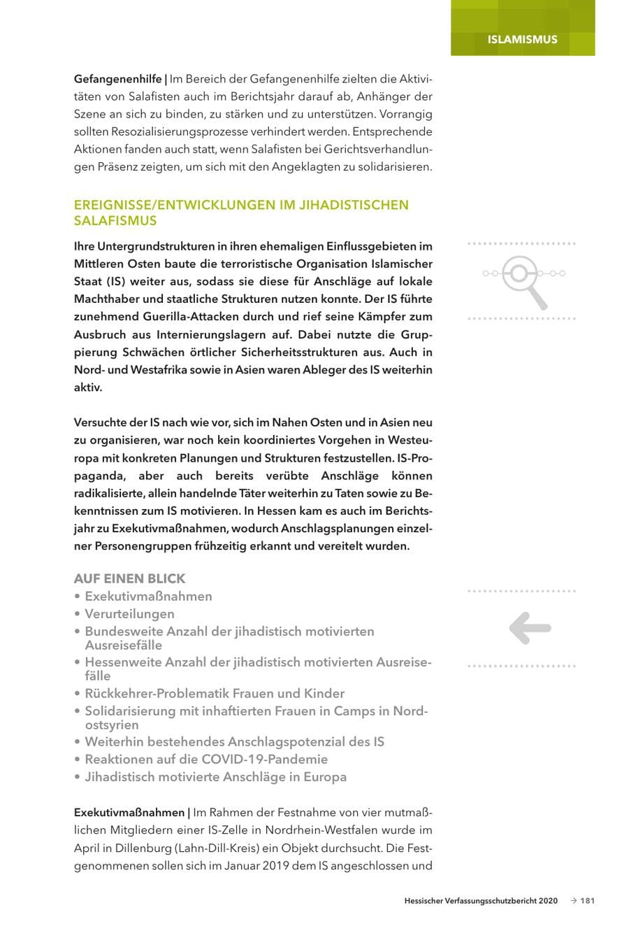 Seite 183 des Verfassungsschutzbericht 2020 Hessen
