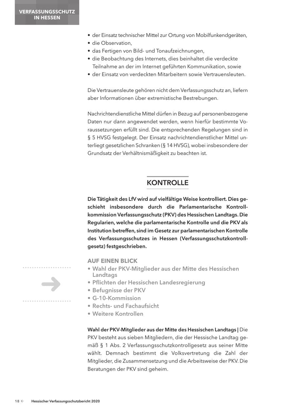 Seite 20 des Verfassungsschutzbericht 2020 Hessen