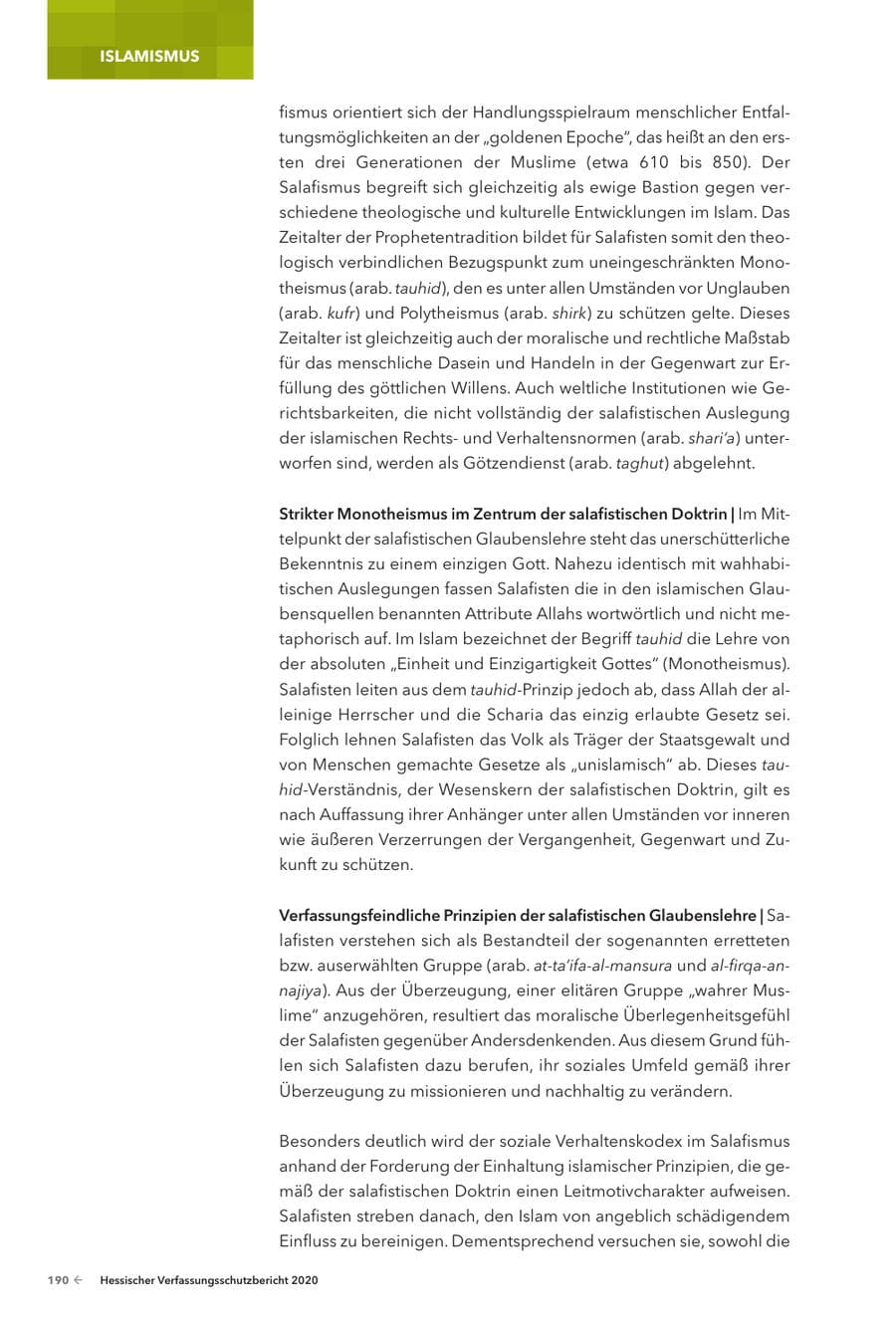 Seite 192 des Verfassungsschutzbericht 2020 Hessen