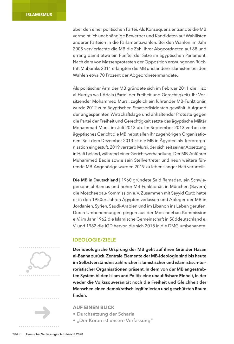 Seite 206 des Verfassungsschutzbericht 2020 Hessen
