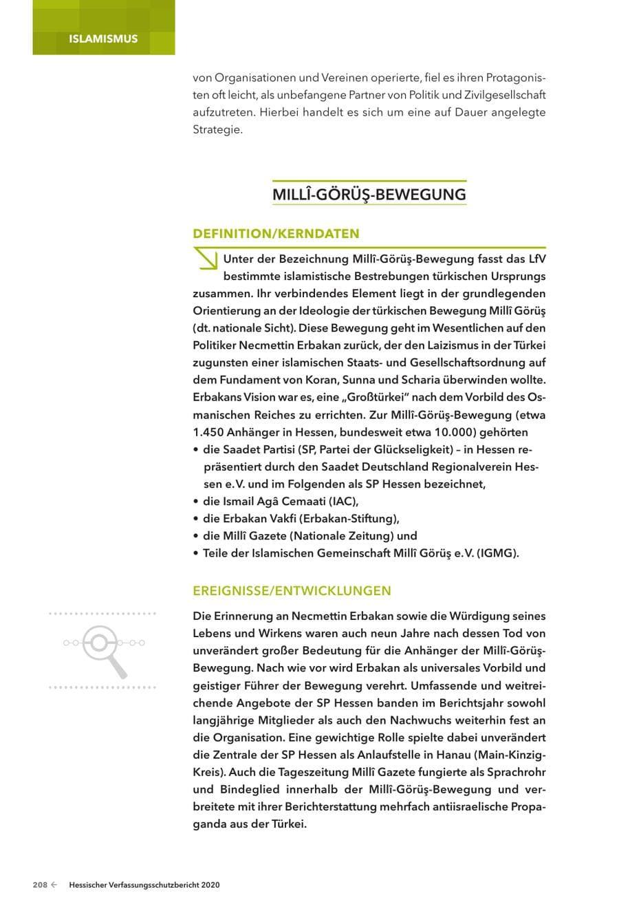 Seite 210 des Verfassungsschutzbericht 2020 Hessen