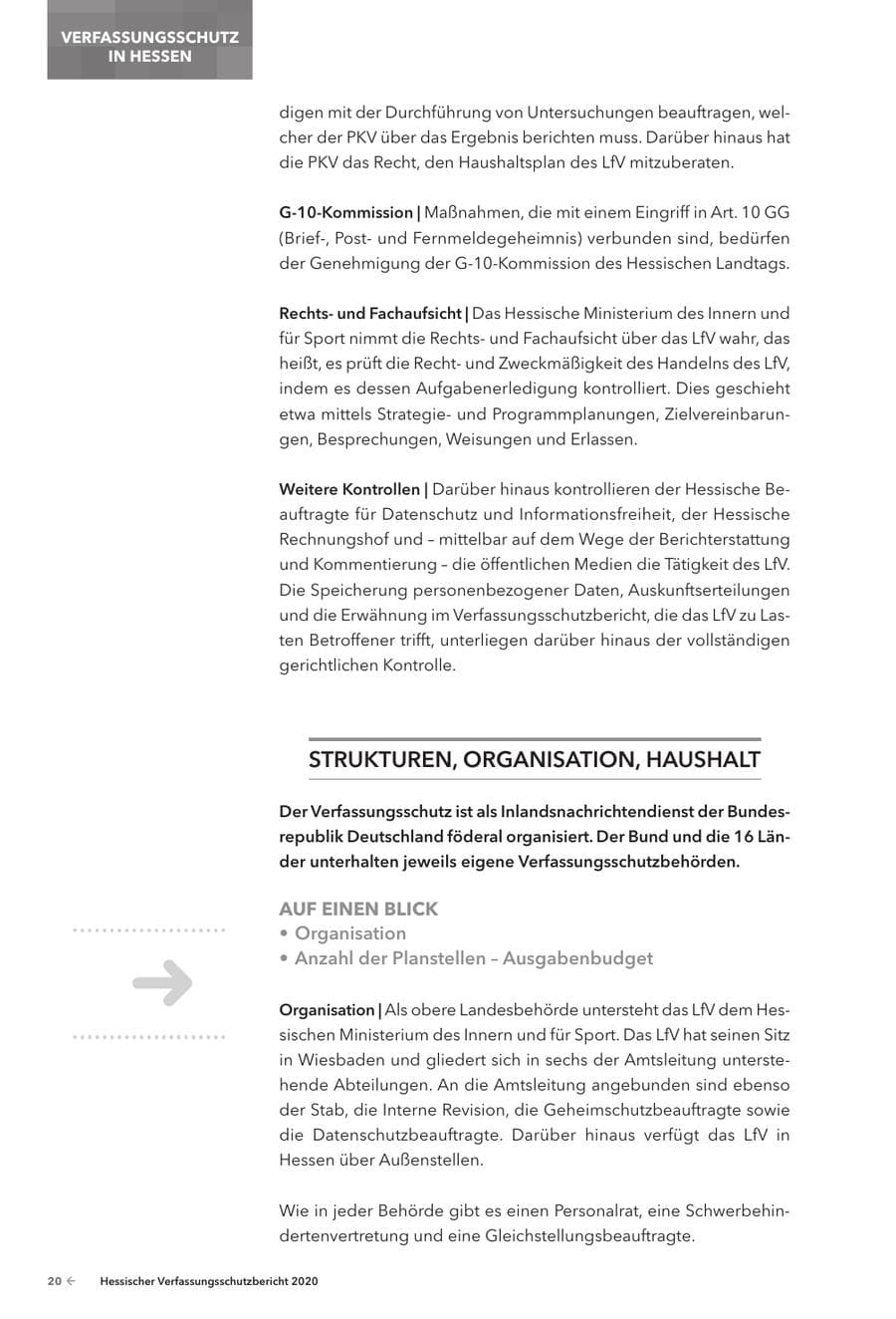 Seite 22 des Verfassungsschutzbericht 2020 Hessen