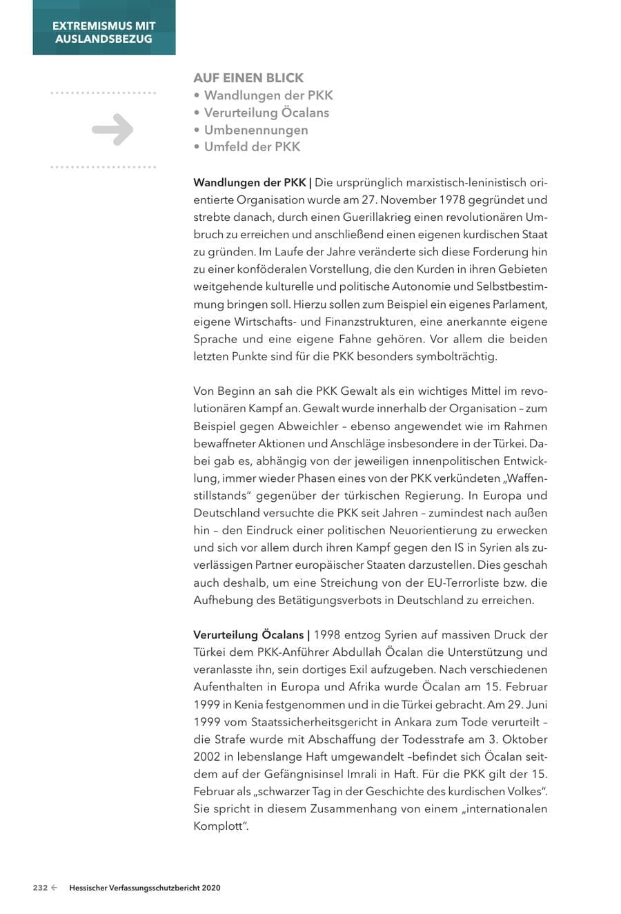 Seite 234 des Verfassungsschutzbericht 2020 Hessen