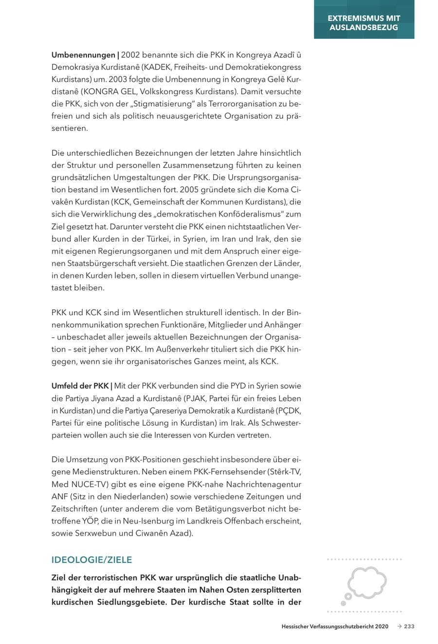 Seite 235 des Verfassungsschutzbericht 2020 Hessen
