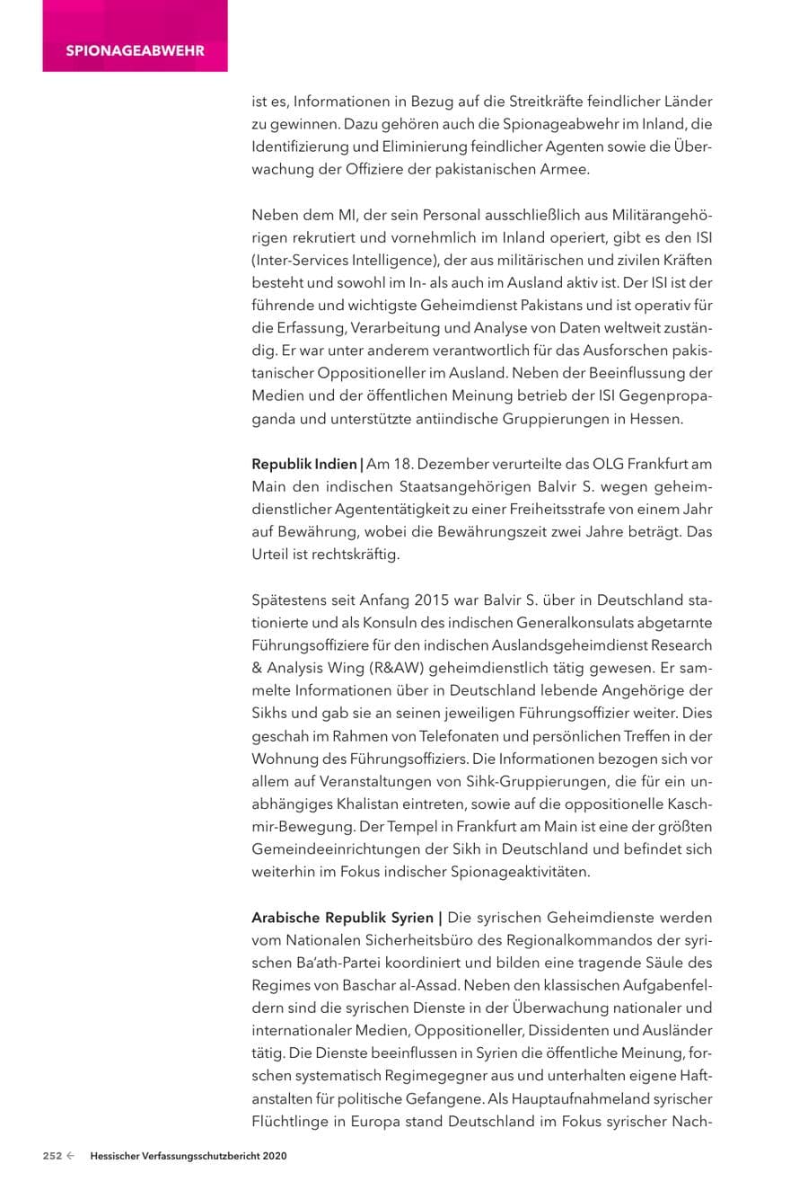Seite 254 des Verfassungsschutzbericht 2020 Hessen