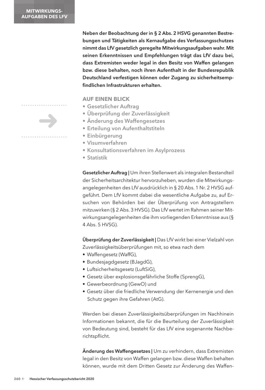 Seite 262 des Verfassungsschutzbericht 2020 Hessen