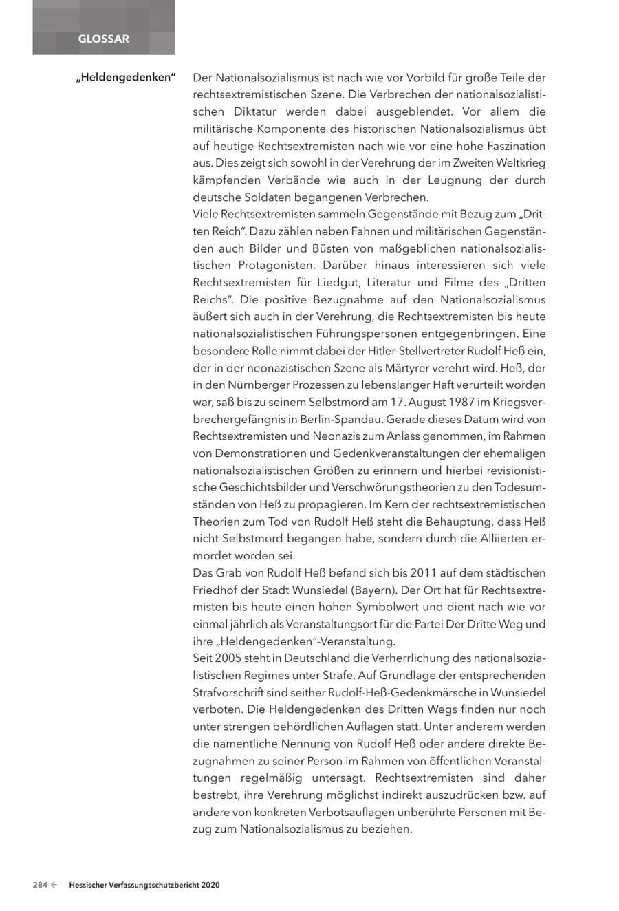 Seite 286 des Verfassungsschutzbericht 2020 Hessen