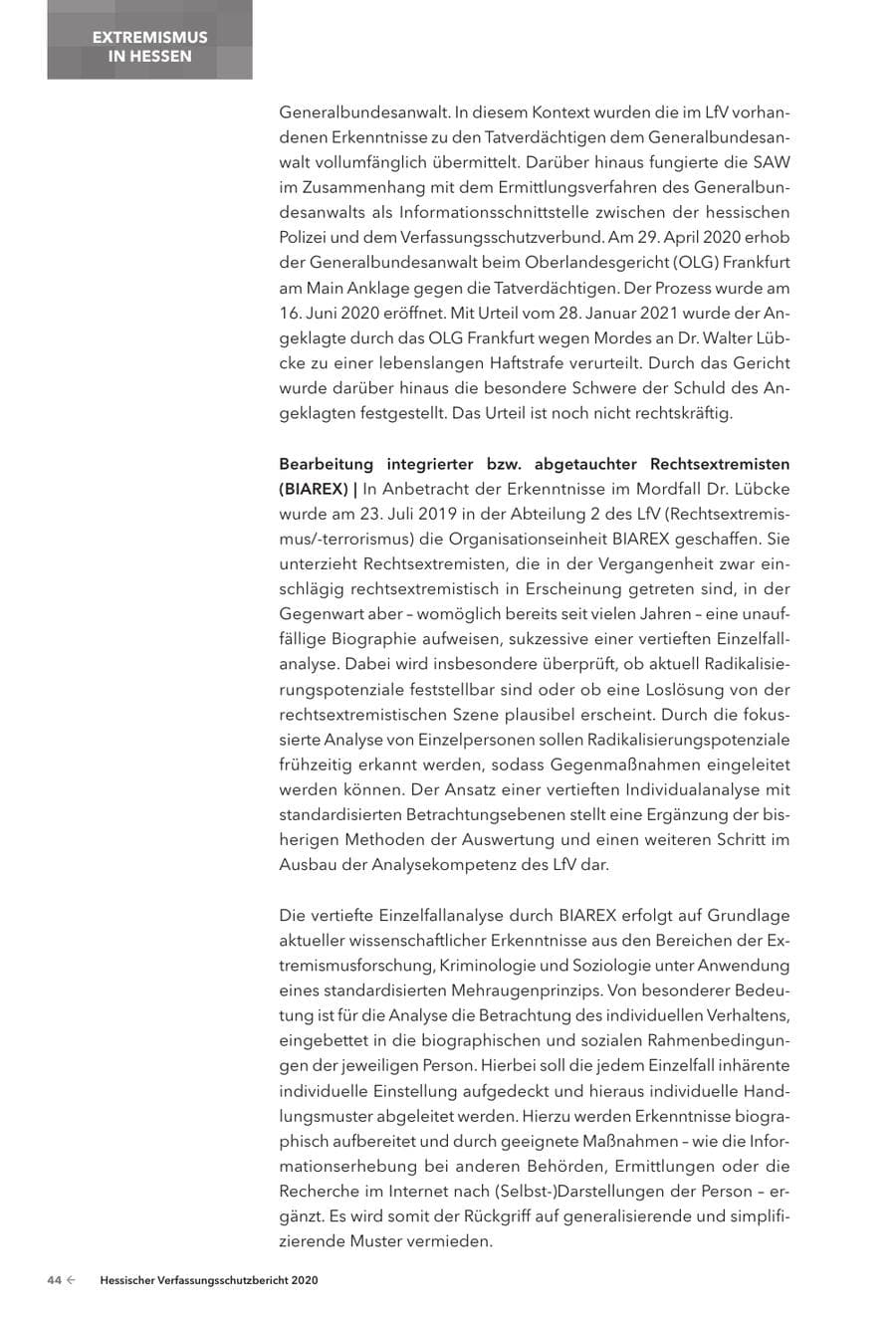 Seite 46 des Verfassungsschutzbericht 2020 Hessen