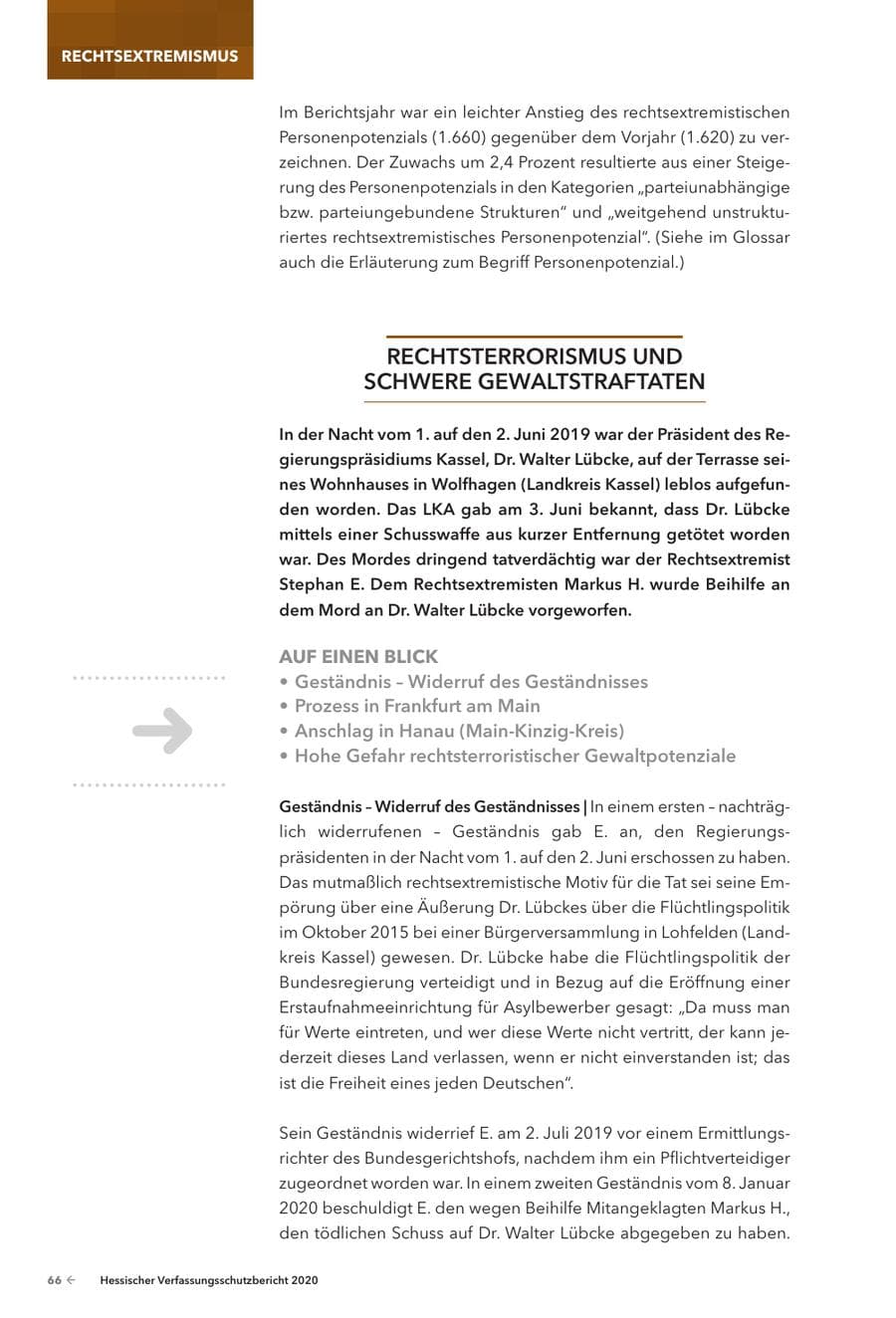 Seite 68 des Verfassungsschutzbericht 2020 Hessen