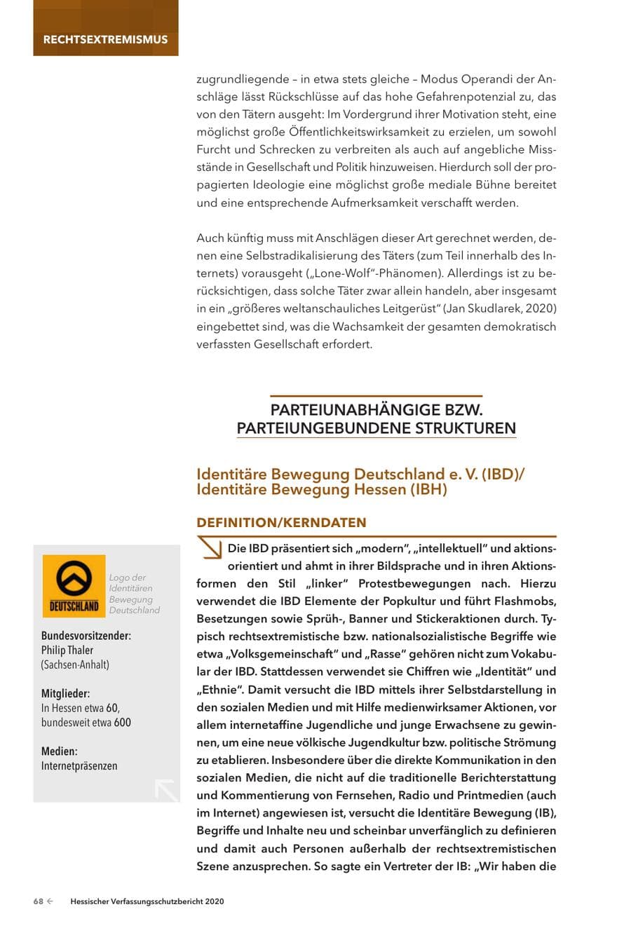 Seite 70 des Verfassungsschutzbericht 2020 Hessen