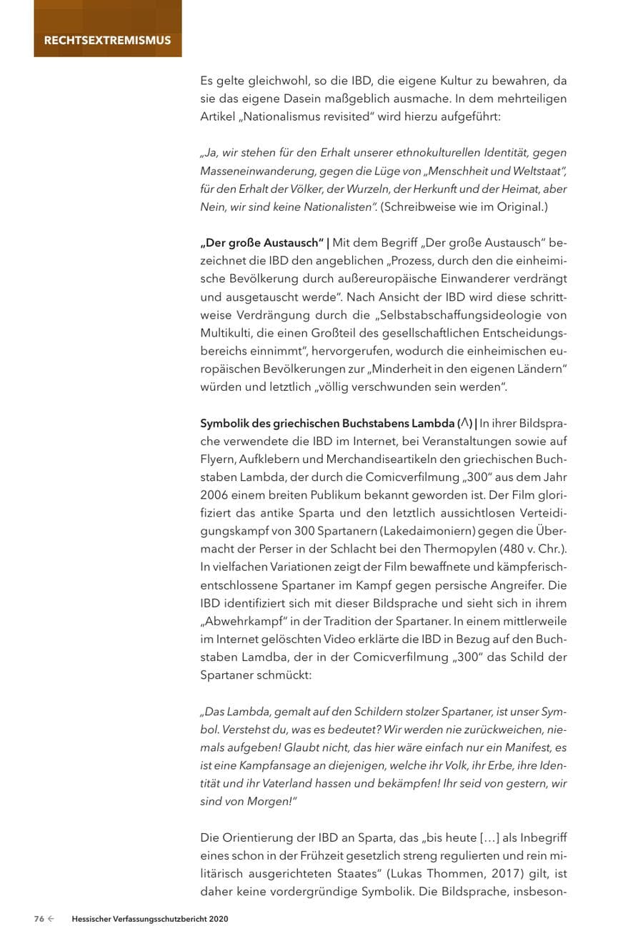 Seite 78 des Verfassungsschutzbericht 2020 Hessen