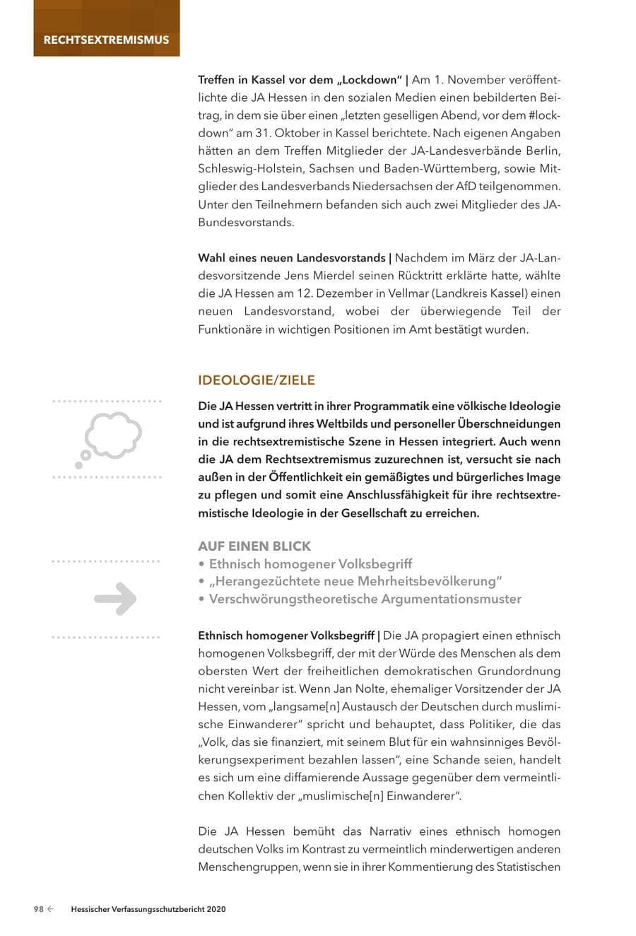 Seite 100 des Verfassungsschutzbericht 2020 Hessen